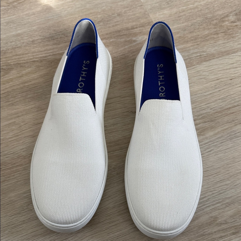 Rothy's women’s White and Blue Slip-On sneakers